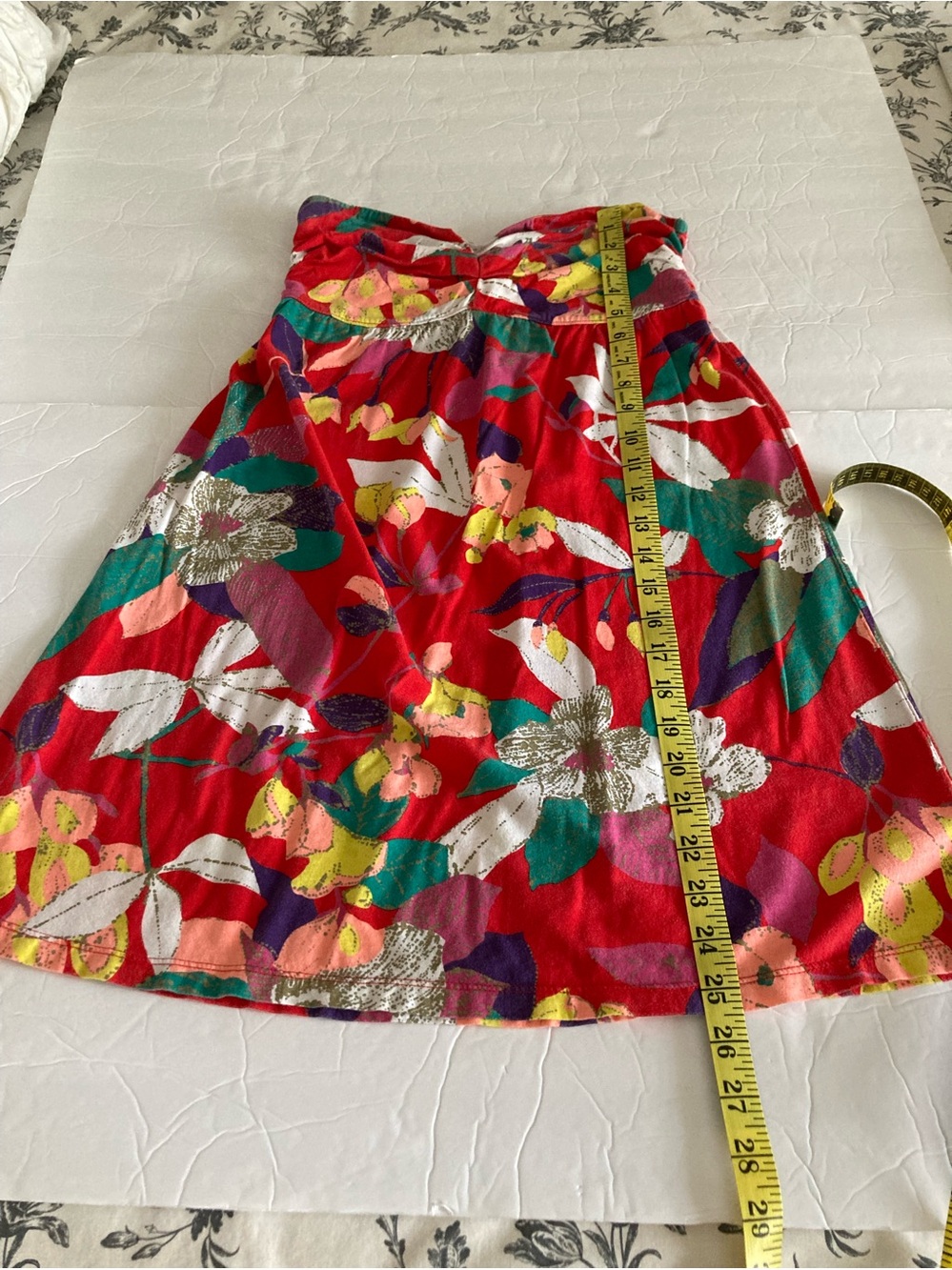 Roxy / Bold  Red tropical print strapless mini Dress - Picture 4 of 7